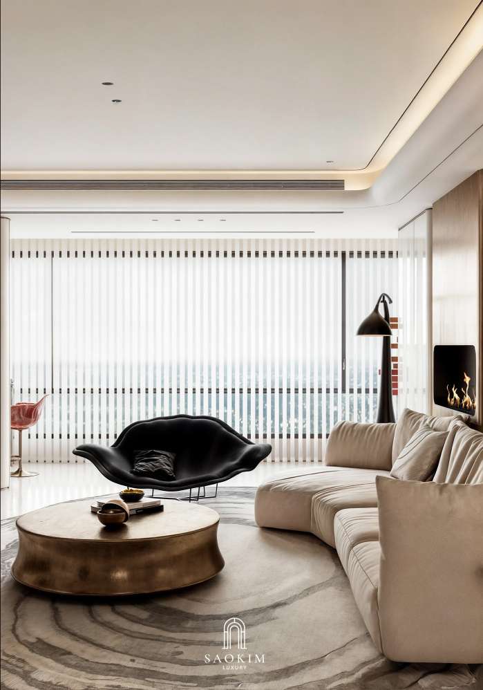 Thiết kế nội thất phòng khách tiện nghi tại căn hộ BRG Diamond Residence
